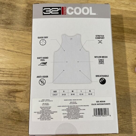 NEW 32Degrees Cool Men's M 3-Pack Comfort Mesh Tank Tops White Nylon & Spandex - Picture 3 of 5